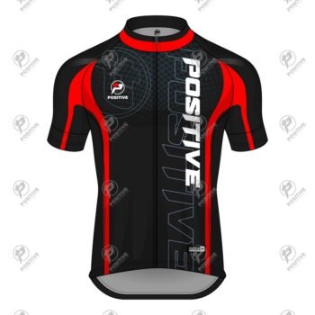 Positive Black & Red Printed Zip Up Cycling Jersey