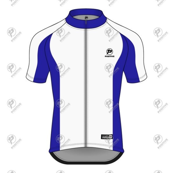 Positive Blue & White Inverse Tone Short Sleeve Cycling Jersey