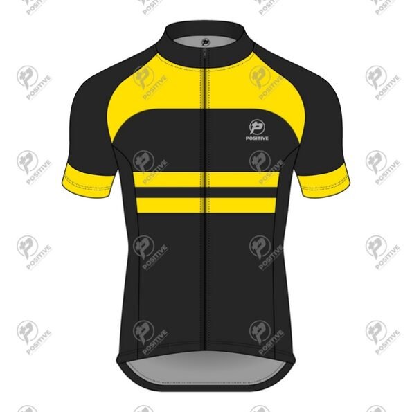 Positive Yellow & Black Raglan Short Sleeve Pro Cycling Jersey