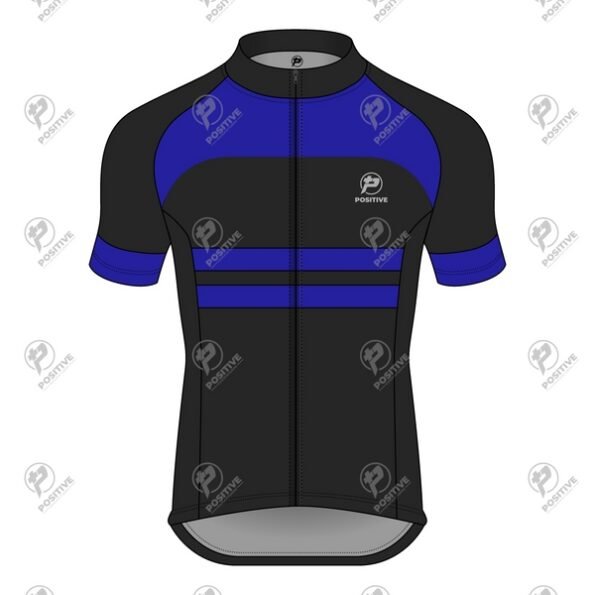Positive Blue & Black Raglan Short Sleeve Pro Cycling Jersey