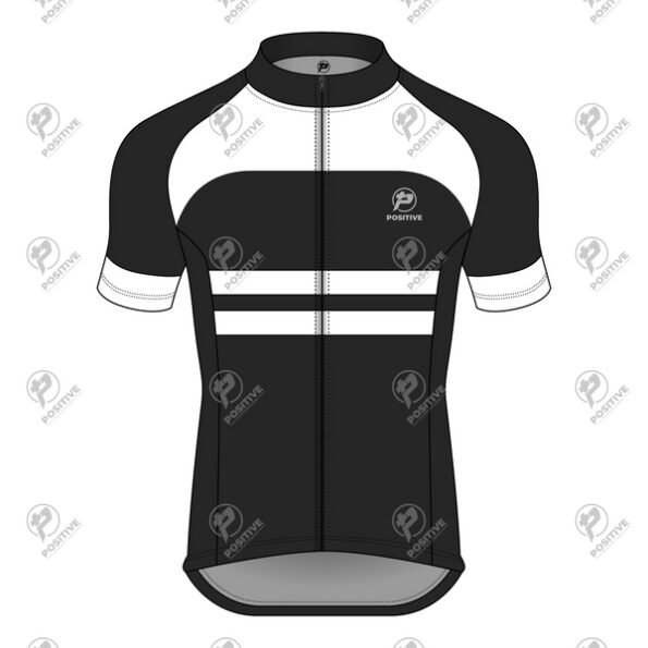 Positive White & Black Raglan Short Sleeve Pro Cycling Jersey