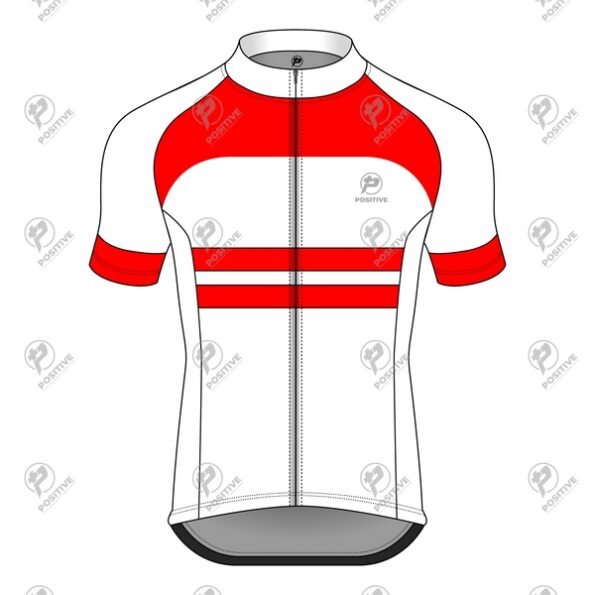 Positive Red & White Raglan Short Sleeve Pro Cycling Jersey