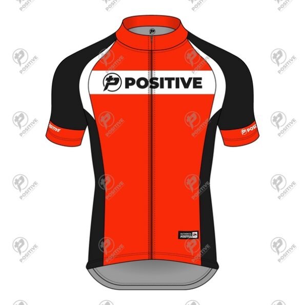 Positive Tri Color Striped Raglan Sleeve Zipper Cycling Jersey
