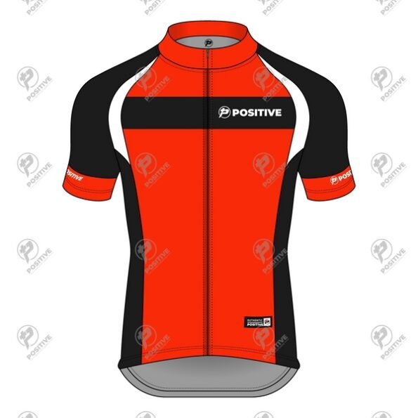 Positive Tri Color Striped Raglan Sleeve Zipper Cycling Jersey