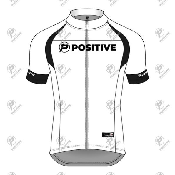 Positive Striped Black & White Raglan Cycling Jersey