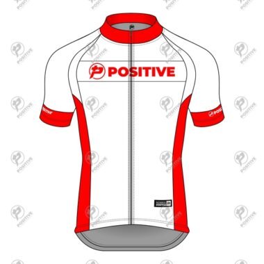 Positive Striped Red & White Raglan Cycling Jersey