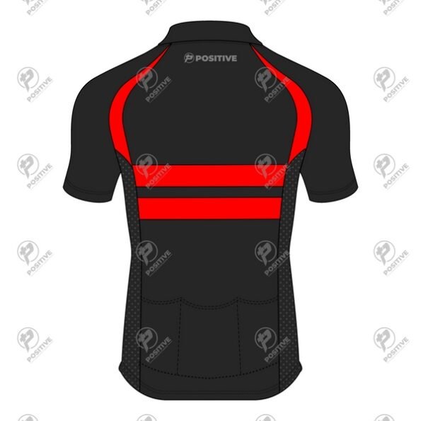 Positive Black & Red Short Sleeve Raglan Striped Cycling Jersey