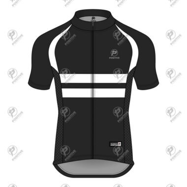 Positive Black & White Short Sleeve Raglan Striped Cycling Jersey