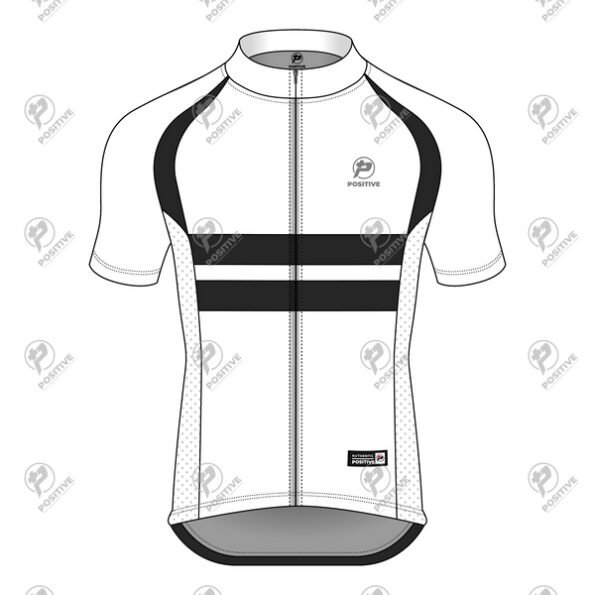 Positive Black & White Striped Short Sleeve Raglan Cycling Jersey