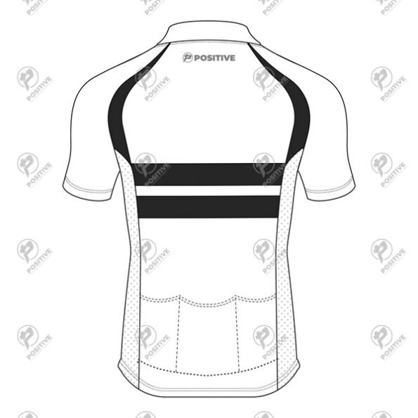 Positive Black & White Striped Short Sleeve Raglan Cycling Jersey