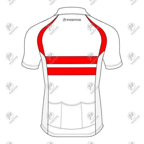 Positive Red & White Striped Short Sleeve Raglan Cycling Jersey