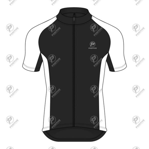 Positive White & Black Half Raglan Sleeve Cycling Jersey