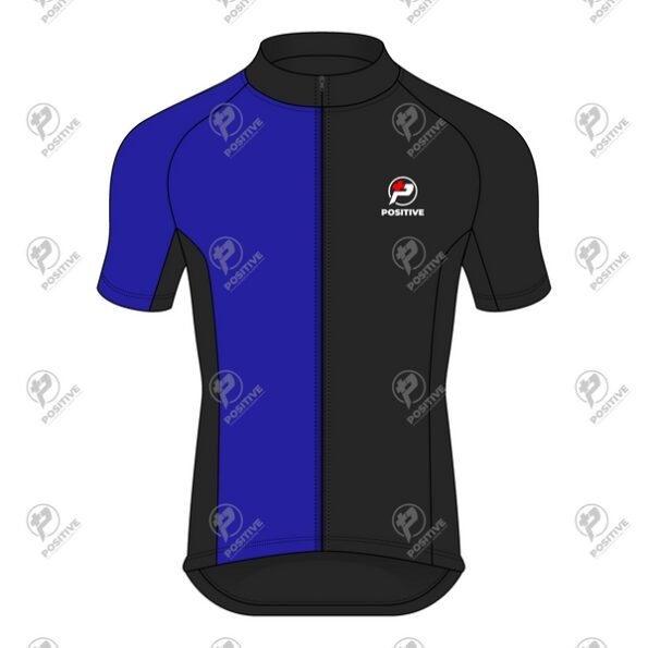 Positive Half Color Blue & Black Short Sleeve Cycling Jersey
