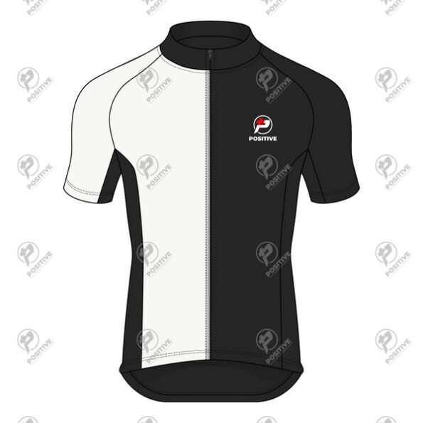 Positive Half Color White & Black Short Sleeve Cycling Jersey