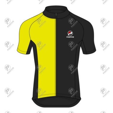 Positive Half Color Yellow & Black Short Sleeve Cycling Jersey