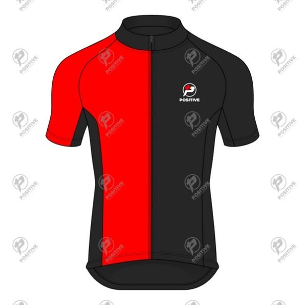 Positive Half Color Red & Black Short Sleeve Cycling Jersey