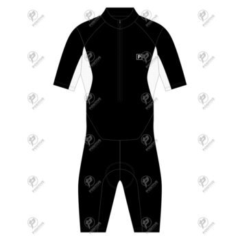 Positive Black & White Back Pockets Short Sleeve Triathlon Suit