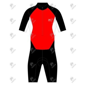 Positive Short Sleeve Red & Black Triathlon Suit with Back Pockets