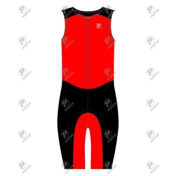 Positive Red & Black Sleeveless Padded Tri Suit