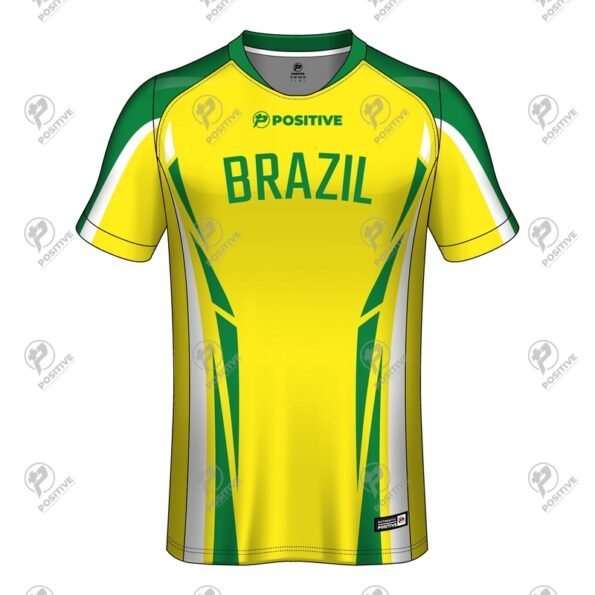 Positive Custom Club Name Printed Brazil Team Soccer Jersey