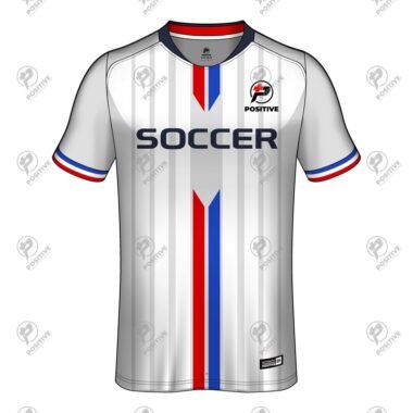 Custom Team Name Printed White Striped Interlock Soccer Jersey