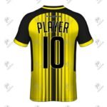 Yellow & Black Custom Printed Raglan Short Sleeve Soccer Jersey