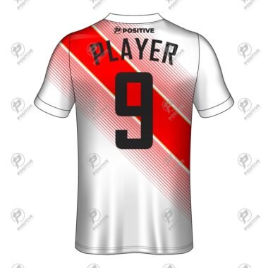 Red & White Club Name Printed Short Sleeve Soccer Jersey