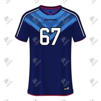 Club Team Design Printed Blue V-Neck Short Sleeve Soccer Jersey