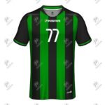 Black & Green Striped Half Sleeve Soccer Uniform Jersey