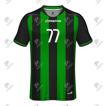 Black & Green Striped Half Sleeve Soccer Uniform Jersey