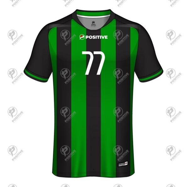 Black & Green Striped Half Sleeve Soccer Uniform Jersey