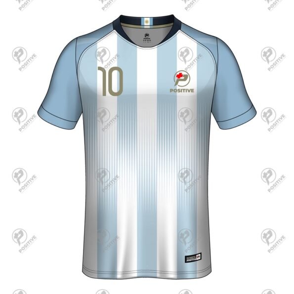 Sky Blue & White Striped Digital Printed Soccer Uniform Jersey