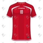 Red & White Custom Team Name Branded V-Neck Soccer Jersey