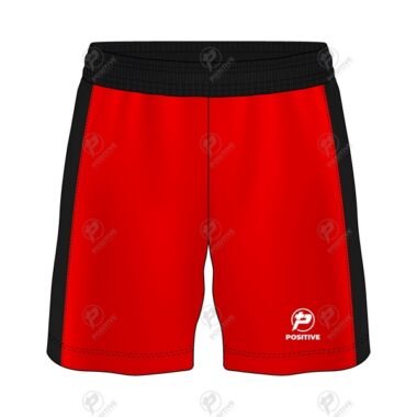 Positive Red & Black Customized Logo Polyester Soccer Shorts