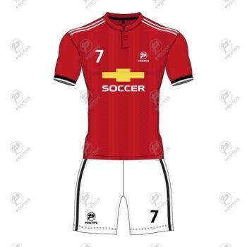 Positive Custom Printed Button Collar Soccer Uniform Kit