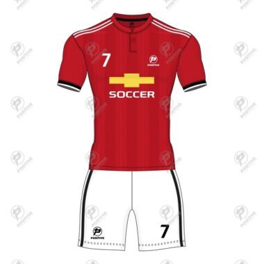 Positive Custom Printed Button Collar Soccer Uniform Kit