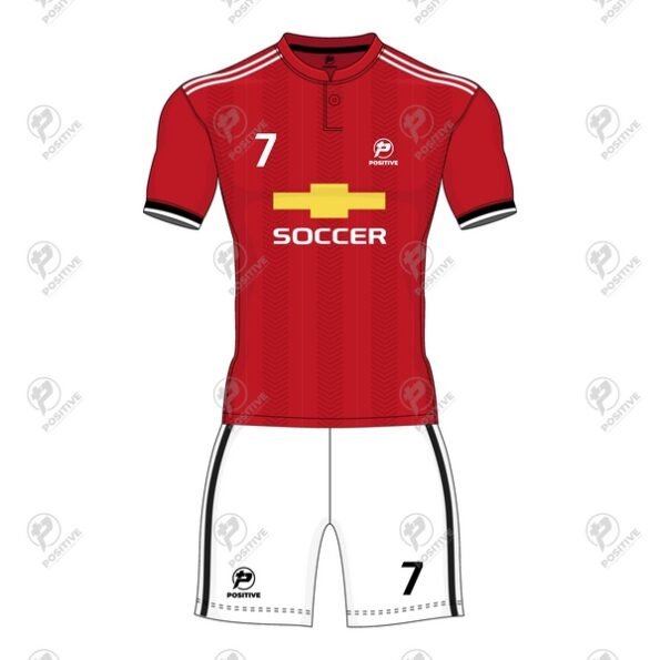Positive Custom Printed Button Collar Soccer Uniform Kit