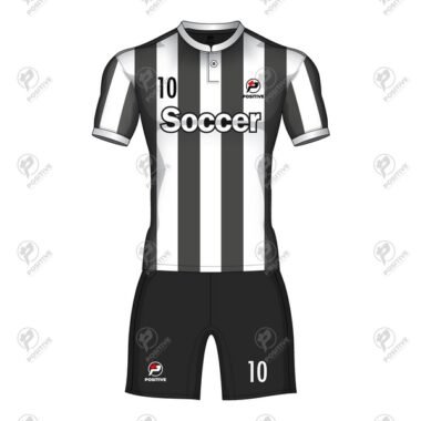 Positive Striped Sublimation Printed Soccer Jersey & Shorts Kit