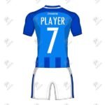 Positive Blue Striped Customized Soccer Uniform Kit