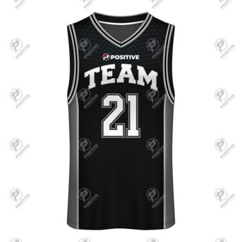 Positive No 21 Black & White Printed Basketball Jerseys