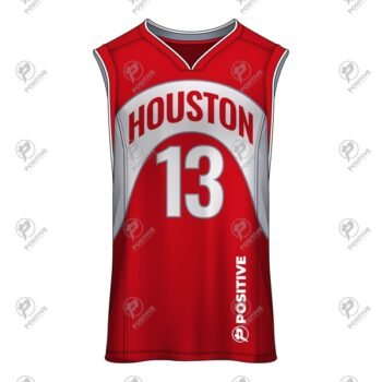 Positive Team 13 V-Neck Red Basketball Jerseys