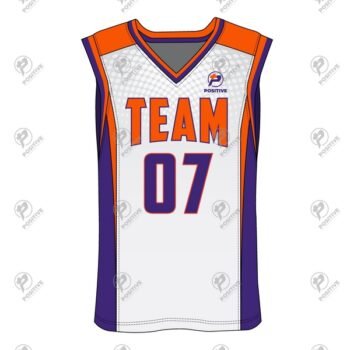 Positive Team 07 Orange Contact V-Neck Basketball Jerseys