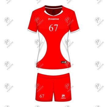 Positive Red Contrast Printed Volley Ball Uniform
