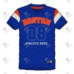 Positive Boston Blue Contrast Printing Short Sleeve T-Shirt