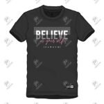 Positive Believe In Yourself Contrast Printed Cotton T-Shirt