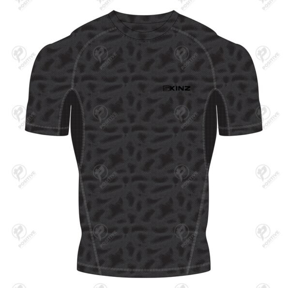 Positive Black Texture Printed Short Sleeve Rash Guard