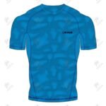 Positive Blue Texture Printed Short Sleeve Rash Guard