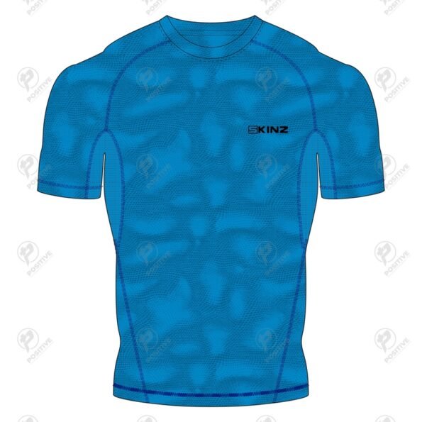 Positive Blue Texture Printed Short Sleeve Rash Guard