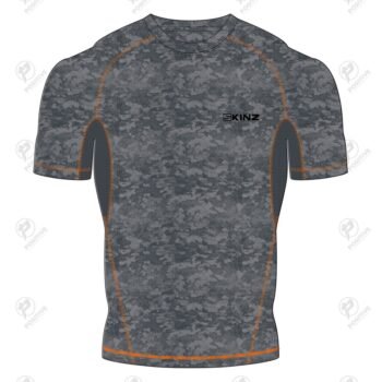 Positive Grey Texture Printed Short Sleeve Rash Guard
