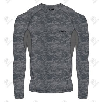 Positive Grey Texture Printed Long Sleeve Rash Guard